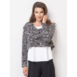 Sympli Off Shoulder Sweater 4 Black White Textured Cowl Neck Crop Pullover Top